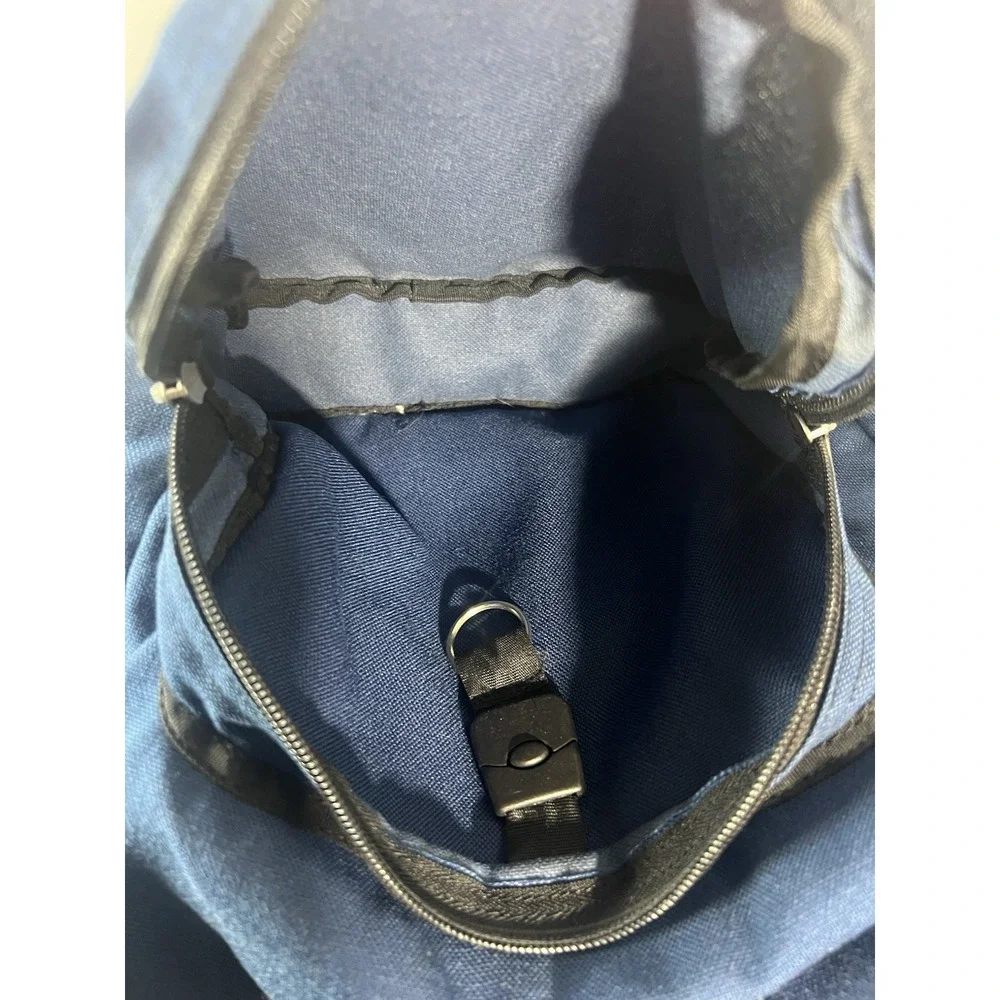 VTG Nike Leather Bottom Blue Backpack 90s Y2K White Tag Swish Logo READ